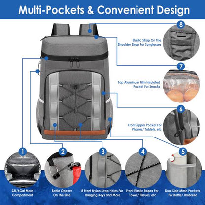 Cooler Backpack 36 Can Leakproof Insulated Cooler Backpack With 25L-6.6Gal For Picnic Camping Beach Hiking Fishing Travel — product image 8