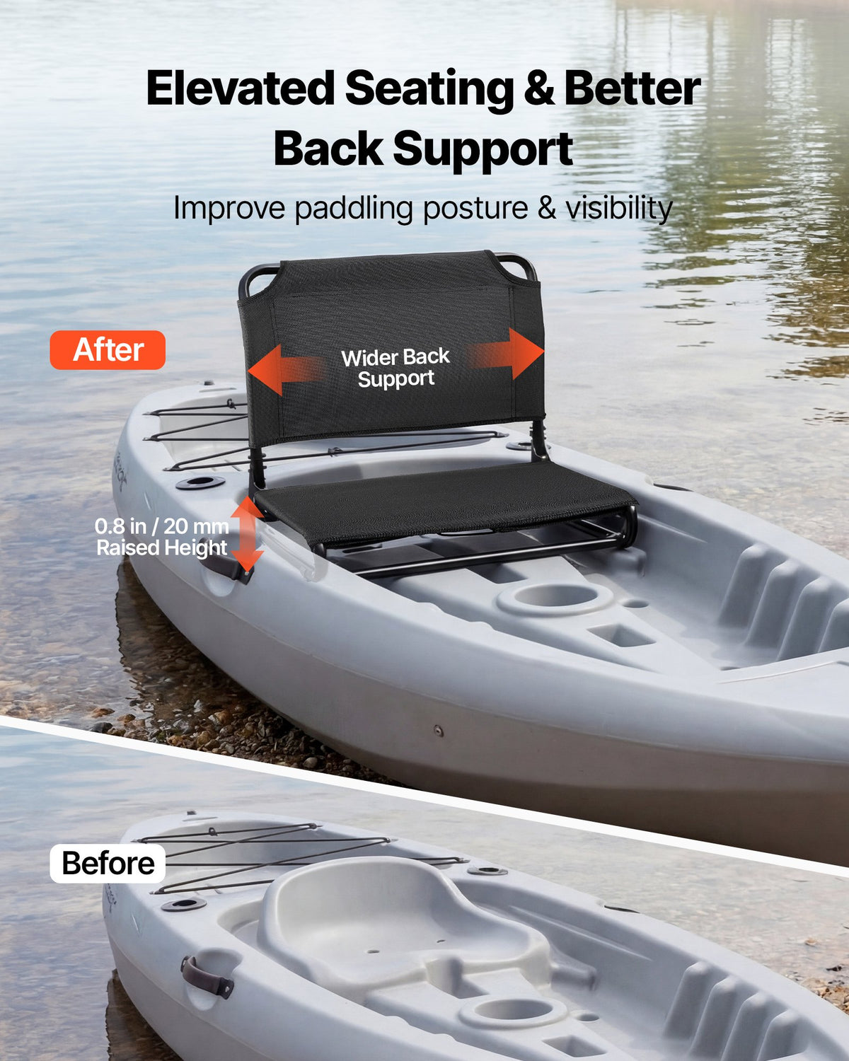 Kayak Seat, Folding Kayak Seat With Comfortable Back Support, Aluminum Alloy Frame & 600D Oxford Fabric, Easy Assembly For Paddling, Fishing And Recreational Kayaking — product image 3