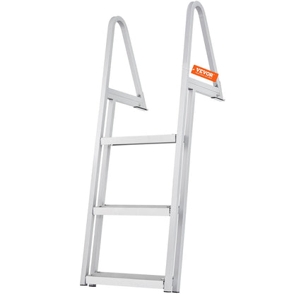 VEVOR Dock Ladder, Removable 3 Steps, 350 Lbs Load Capacity, Aluminum Alloy Pontoon Boat Ladder With 4 Wide Step & Nonslip Rubber Mat, Easy To Install For Ship Lake Pool Marine Boarding — product image 5