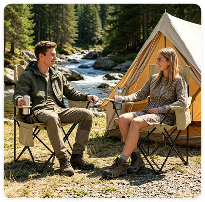 Folding Camping Chair, Heavy-Duty Metal Frame Portable Outdoor Chair with Cup Holder, Insulated Cooler Bag & Side Pocket for Camping Fishing Beach — product image 3
