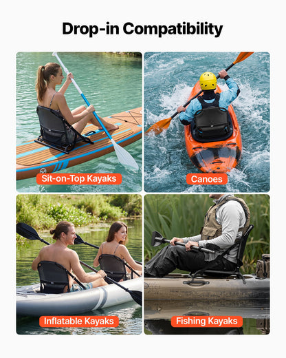 Kayak Seat, 1 Pack 1.3" Raised Height, Universal Foldable Canoe Seat With Adjustable Back Support, Adjustable Straps, And Aluminum Alloy Frame For Sit-on-Top/Fishing/Inflatable Kayaks & Canoes — product image 4
