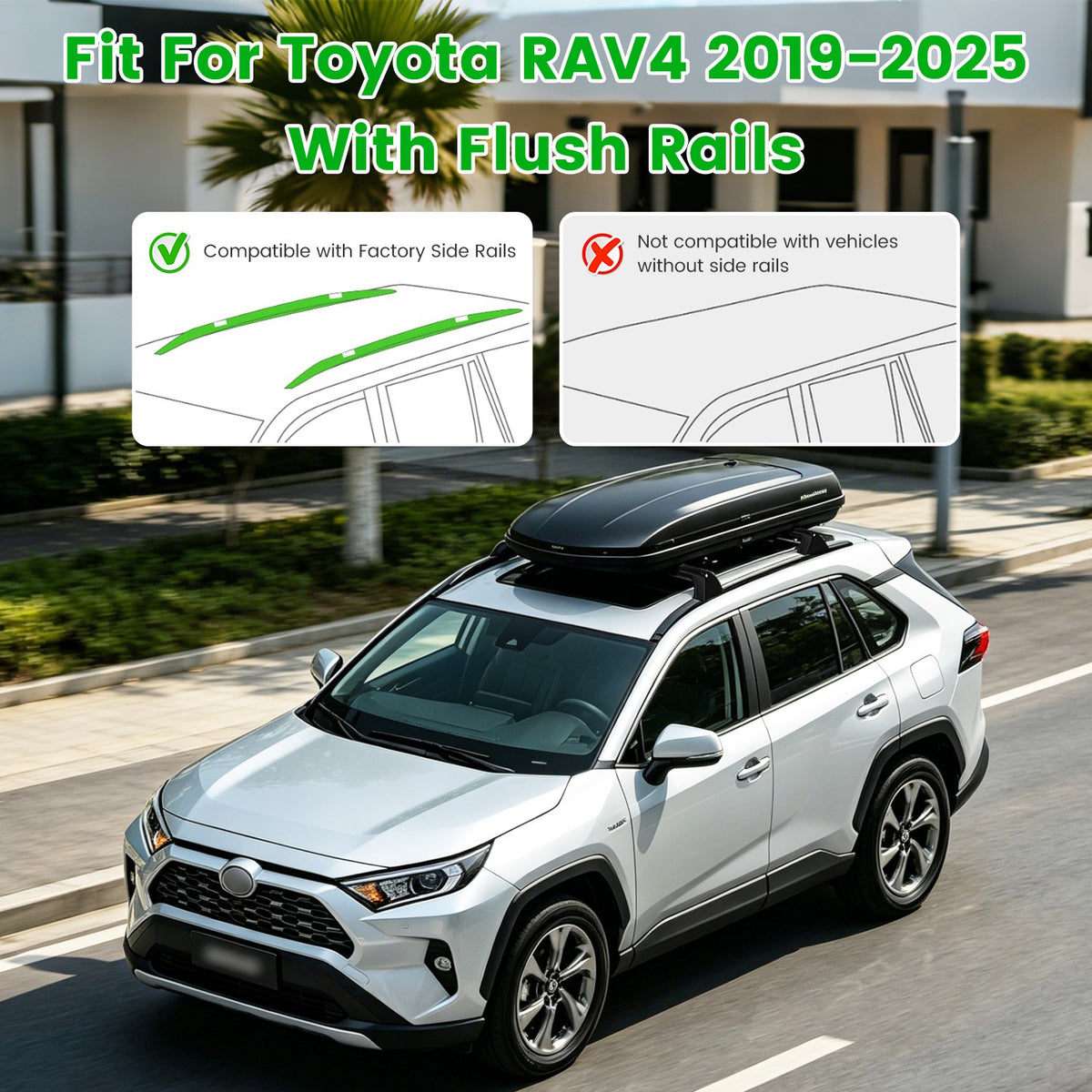 Roof Rack Cross Bars For Fit RAV4 2019-2025 Aluminum Roof Rails Cargo Crossbars For Flush Side Rails Heavy Duty Rooftop Carrier Anti-Theft Lock For Kayak Bike Luggage 260lbs Capacity — product image 7