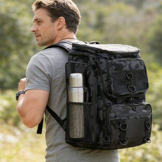 42L 11Gal Fishing Backpack Large Capacity Fishing Tackle Storage Bag With Rod Holders 16 Pocket Water-Resistant With Divider Adjustable Padded Straps For Fishing Gear Outdoor Camping Hiking — product image 2