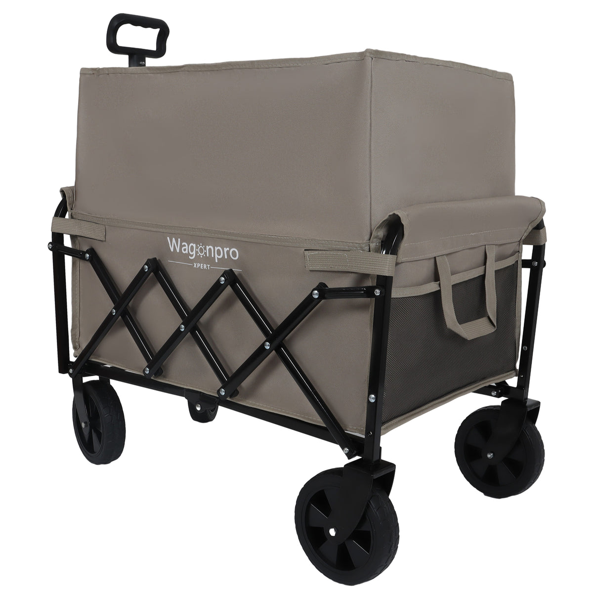 Expandable Dual- Layer Utility Wagon With 100 Extra Space - Grocery Cart For Camping Shopping Sports Gardening Fishing Supports 225lbs Beige — product image 10