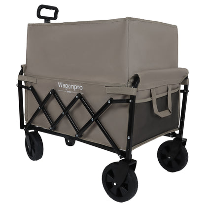 Expandable Dual- Layer Utility Wagon With 100 Extra Space - Grocery Cart For Camping Shopping Sports Gardening Fishing Supports 225lbs Beige — product image 10