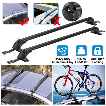 2PCS Universal 110cm 43-inch Car Roof Rack Cross Bar With Anti-Theft Lock Adjustable Window Frame For Bike Kayak Cargo Luggage — product image 1