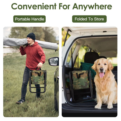 Foldable Fishing Chair With Backrest Built-In Cooler Bag Portable Handle Outdoor Lightweight Fishing Stool For Camping Hiking Hunting — product image 4