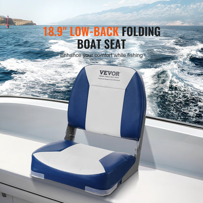 Boat Seat, 18.9" Low Back Boat Seat, Folding Boat Chair With Thickened Sponge Padding And Hinge, Fold-Down Boat Captain Chair For Fishing Boat, Sightseeing Boat, Speedboat, Canoe, 1-Piece — product image 2