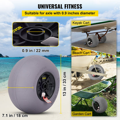 Beach Balloon Wheels, 13 Inch Replacement Sand Tires, TPU Cart Tires For Kayak Dolly, Canoe Cart And Buggy With Free Air Pump, 2-Pack — product image 3