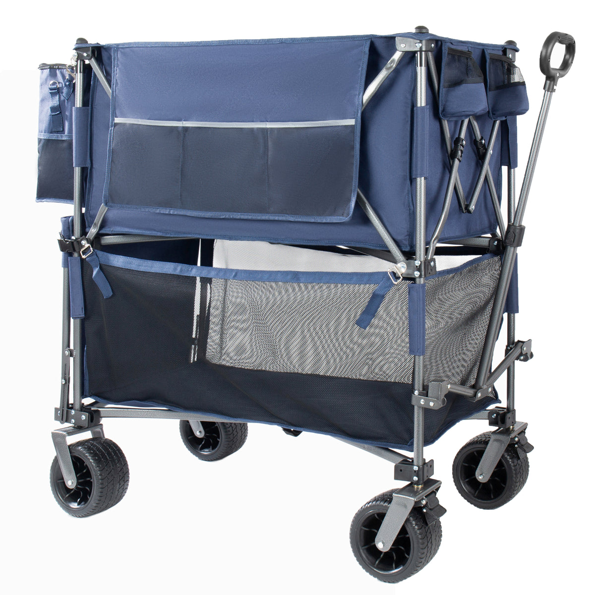 55 Heavy Duty Double- Layer Wagon With Brakes 560LBS Double Decker Wagon 650L Collapsible Wagons Carts With 7 X4 All- Terrain Wheels For Sports Camping Fishing Transport Dark Blue — product image 10