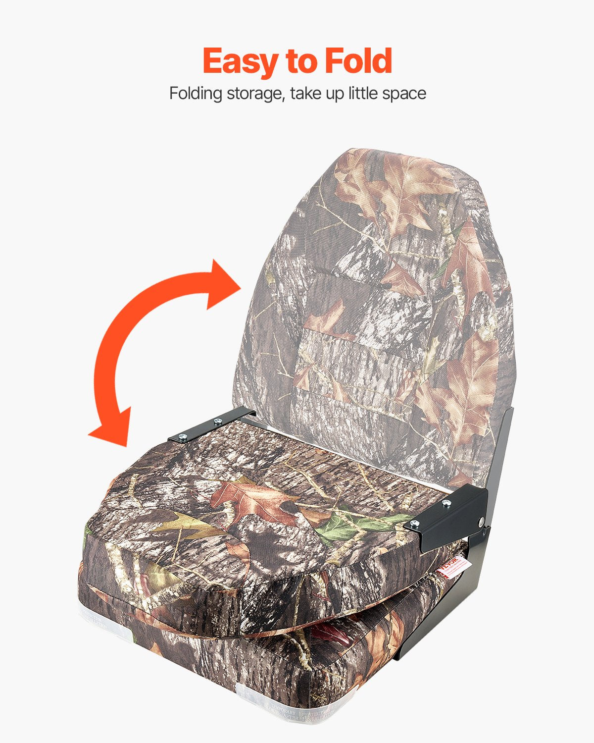Boat Seat, High Backrest, Folding Fishing Boat Seat With Thickened Sponge Cushion & PU Polyester Fabric, Aluminum Alloy Hinges, Flip Up Boat Seat For Boats, Yachts, Ships, Camouflage (2 Seats) — product image 5