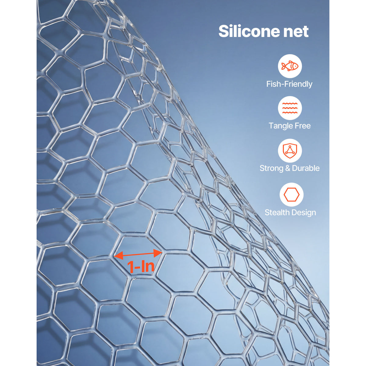 Fishing Net, Foldable Landing Nets With Telescopic Handle And Built In Length Scale, Lightweight And Stronger 6063 Aluminum Fish Gear, Soft Silicone Mesh, Holds Up To 30 Lbs, For Kayak Boat Bank — product image 3