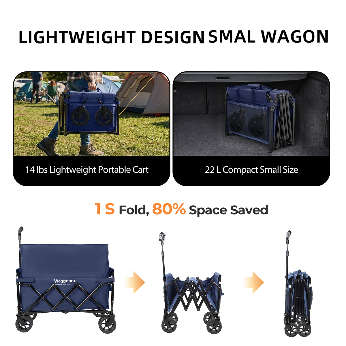 Upgraded 5x2 Wide Wheels- Expandable Dual- Layer Utility Wagon With Extra Space 220lbs Capacity Grocery Cart For Camping Shopping Sports Gardening Fishing Dark Blue — product image 4