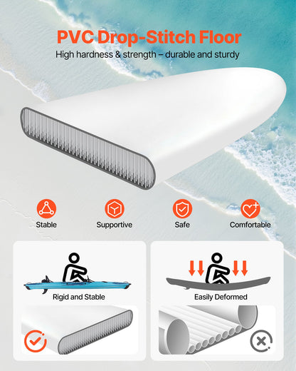 Inflatable Kayak, 2-Person Inflatable Recreational Kayak 700LBS Capacity, Leak & Puncture-Resistant With Padded Seat, PVC Drop-Stitch Floor, 2 Paddles, Hand Pump & Carry Bag For Fishing Camping — product image 4