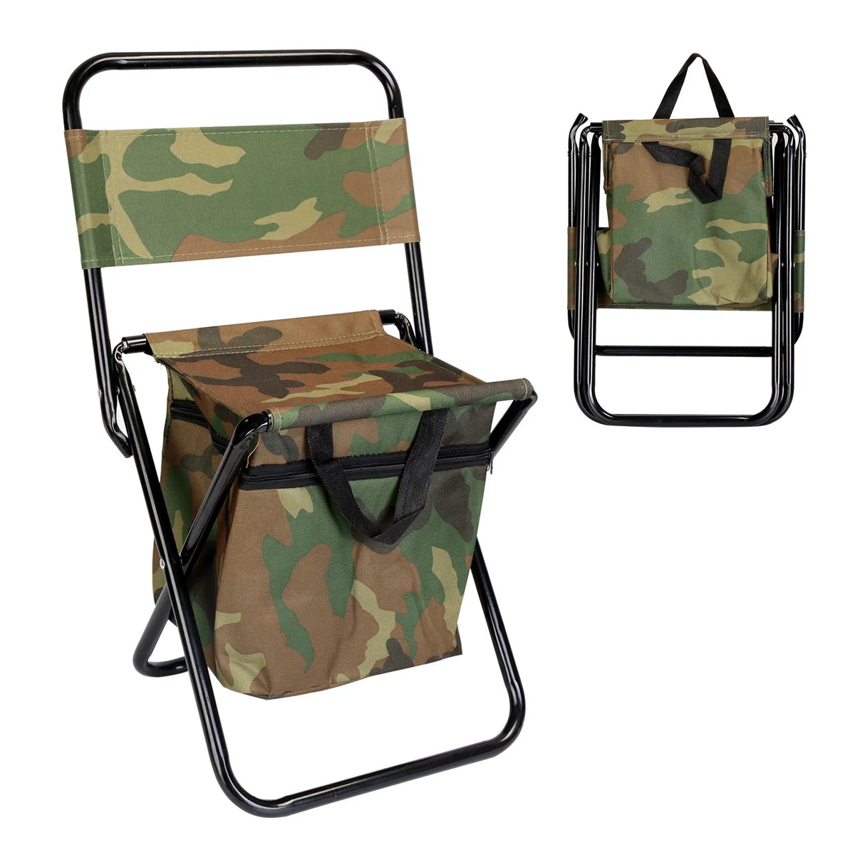 Foldable Fishing Chair With Backrest Built-In Cooler Bag Portable Handle Outdoor Lightweight Fishing Stool For Camping Hiking Hunting — product image 1