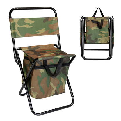 Foldable Fishing Chair With Backrest Built-In Cooler Bag Portable Handle Outdoor Lightweight Fishing Stool For Camping Hiking Hunting — product image 1