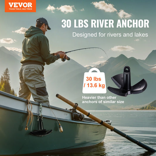 River Anchor, 30 LBS Boat Anchor Cast Iron Black Vinyl-Coated, Marine Grade Mushroom Anchor For Boats Up To 30 Ft, Impressive Holding Power In River And Mud Bottom Lakes — product image 2