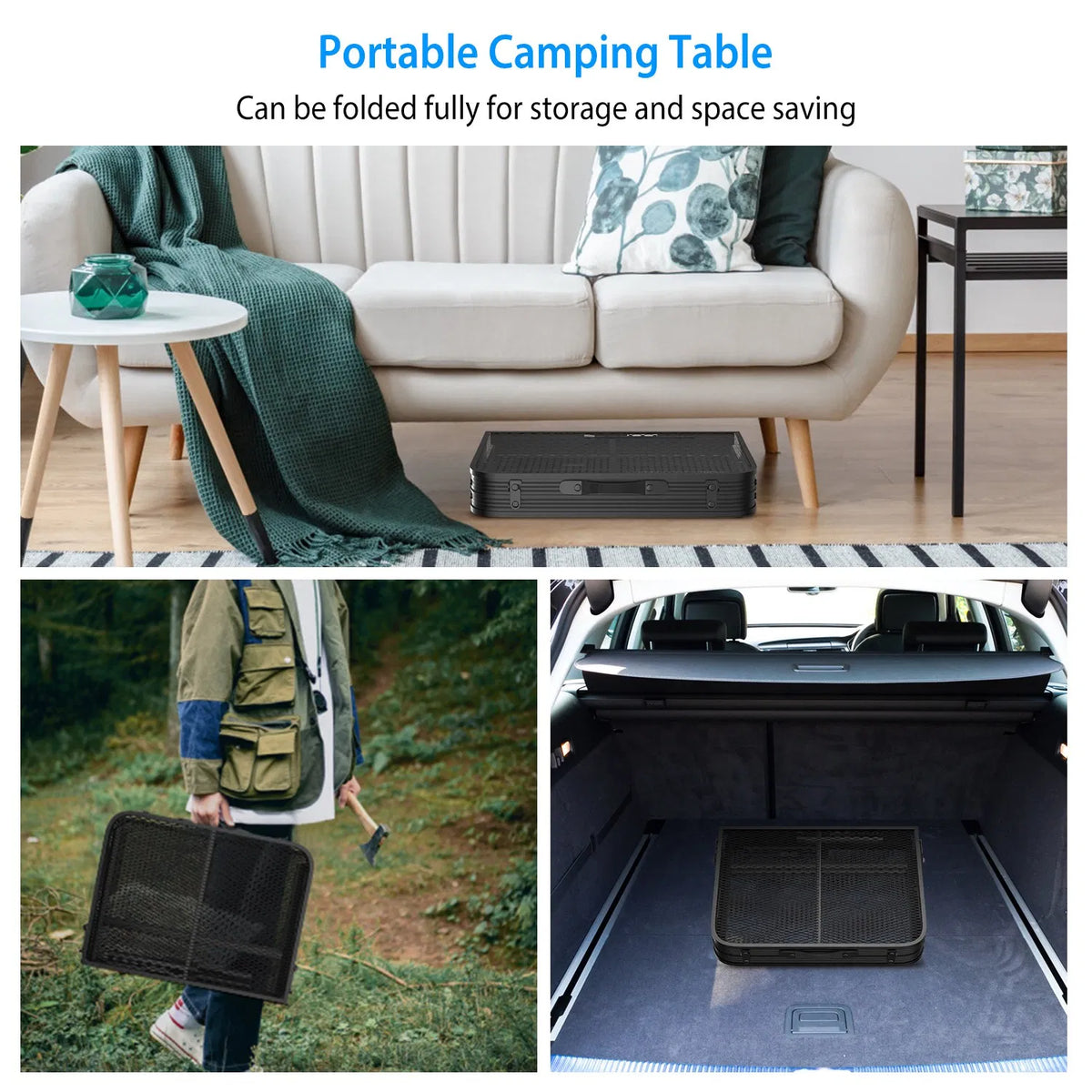 Lightweight Folding Camping Table, 16.15in-25.9in Adjustable Height, 88 Lbs Weight Capacity, Portable Outdoor Table for Backyard, BBQ, Fishing, Camping and Picnic — product image 4