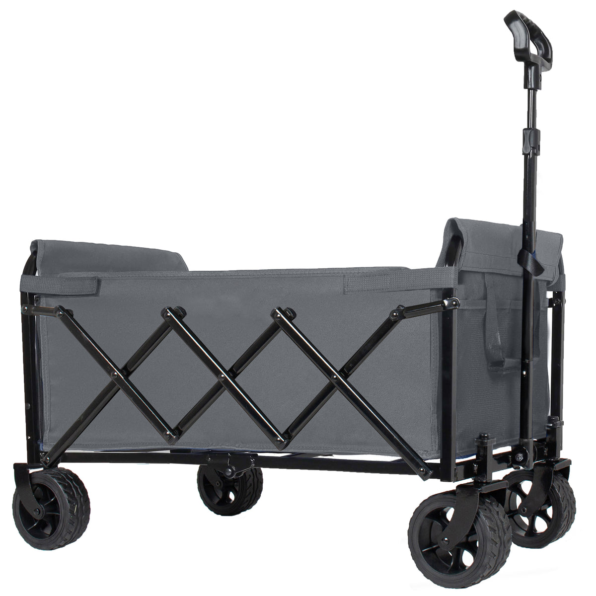 Upgraded 5x2 Wide Wheels- Expandable Dual- Layer Utility Wagon With Extra Space 220lbs Capacity Grocery Cart For Camping Shopping Sports Gardening Fishing Gray — product image 7