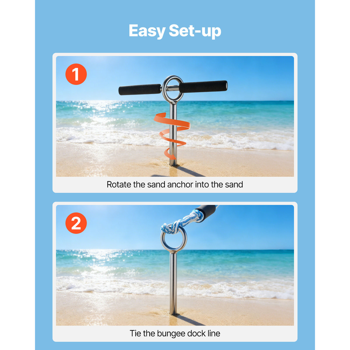 Sand Anchor, 36 In Stainless Steel Beach Anchor, Screw In Sand Boat Anchors With Spiral Blade, Shallow Water Boat Auger Anchors, For Securing Jet Ski PWC Pontoon Kayak On Beaches And Sandbars — product image 4