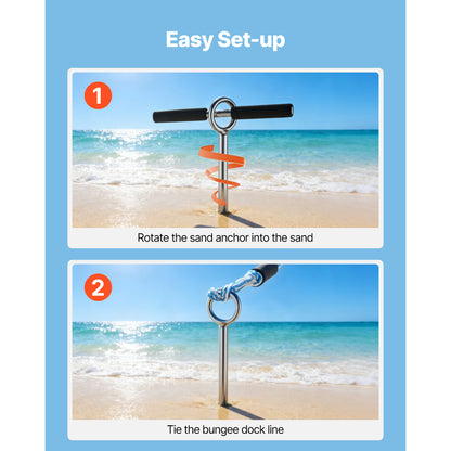 Sand Anchor, 36 In Stainless Steel Beach Anchor, Screw In Sand Boat Anchors With Spiral Blade, Shallow Water Boat Auger Anchors, For Securing Jet Ski PWC Pontoon Kayak On Beaches And Sandbars — product image 4