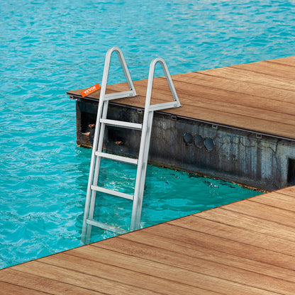 Dock Ladder, Removable 5 Steps, 350 Lbs Load Capacity, Aluminum Alloy Pontoon Boat Ladder With 4'' Wide Step & Nonslip Rubber Mat, Easy To Install For Ship/Lake/Pool/Marine Boarding — product image 6
