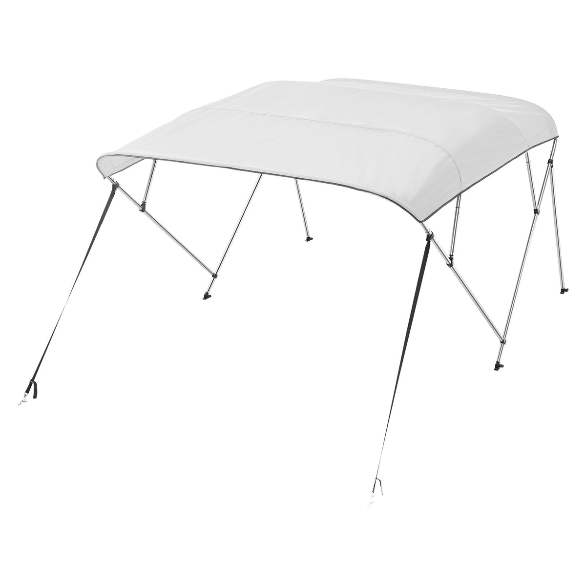 4 Bow Boat Bimini Tops, 600D Polyester Canopy With Aluminum Alloy Frame, Waterproof & Sun Shade Boat Awning Canopy With Storage Bag, 2 Support Poles, 4 Straps, 96"Lx(79"-84")Wx54"H, Light Grey — product image 6