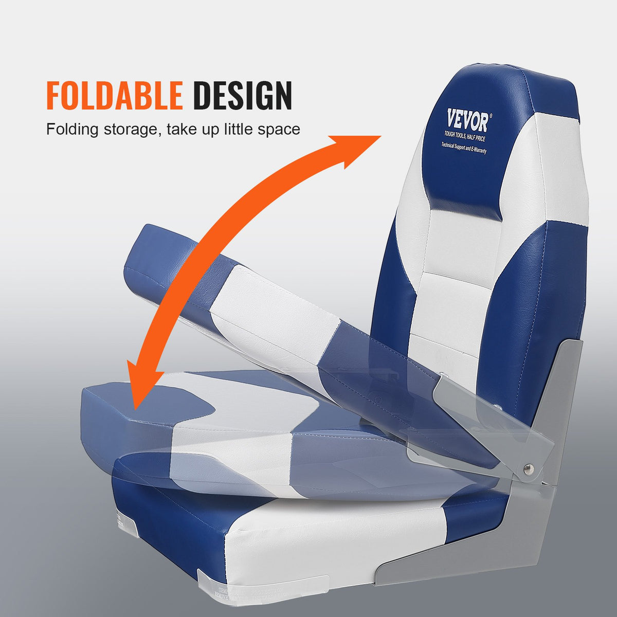 High Back Boat Seat, Folding Boat Chair With Thickened Sponge Padding And Hinge, Fold-Down Boat Captain Chairs For Fishing Boat, Sightseeing Boat, Speedboat, Canoe, 2-Pack — product image 3