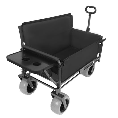 3- In- 1 Collapsible Wagon Converts To Bench Convertible Folding Wagon Cart With Rear- Mounted Folding Tabletop 500lbs Heavy- Duty 180L Capacity For Camping Beach Garden Fishing- Black — product image 8