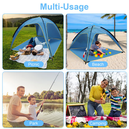 1Pc 4-6 Person Beach Tent Canopy With 3 Door Openings Carry Bag UPF50 Waterproof For Beach Picnic Camping Hiking Adventure Fishing — product image 5