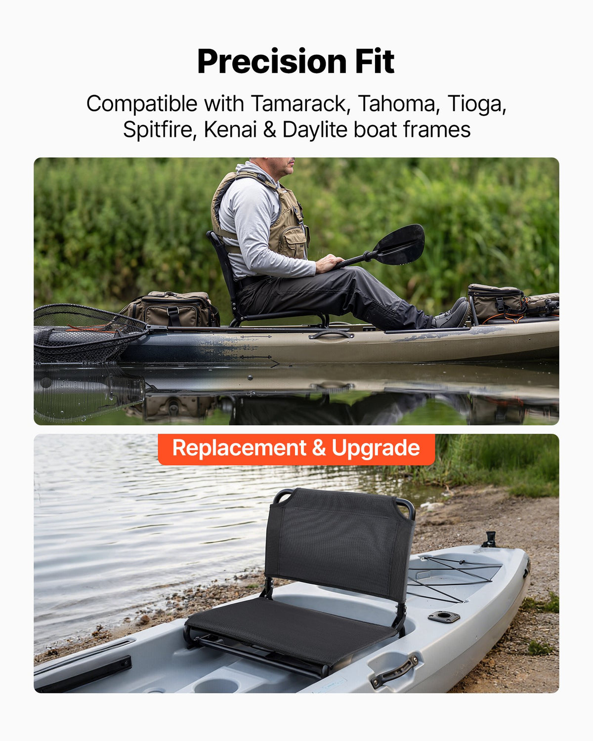 Kayak Seat, Folding Kayak Seat With Comfortable Back Support, Aluminum Alloy Frame & 600D Oxford Fabric, Easy Assembly For Paddling, Fishing And Recreational Kayaking — product image 2