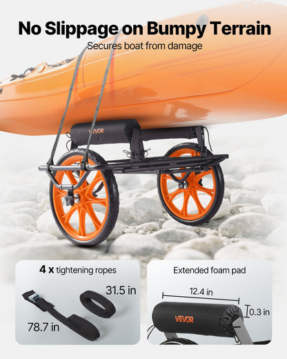 Kayak Cart, 330 Lbs Load Capacity, Canoe Cart Dolly With 15-inch Solid Rubber Tires & Kickstand, Assembles & Disassembles Within Seconds, Paddle Board Trolley For Kayaks, Canoes, Paddleboards — product image 4