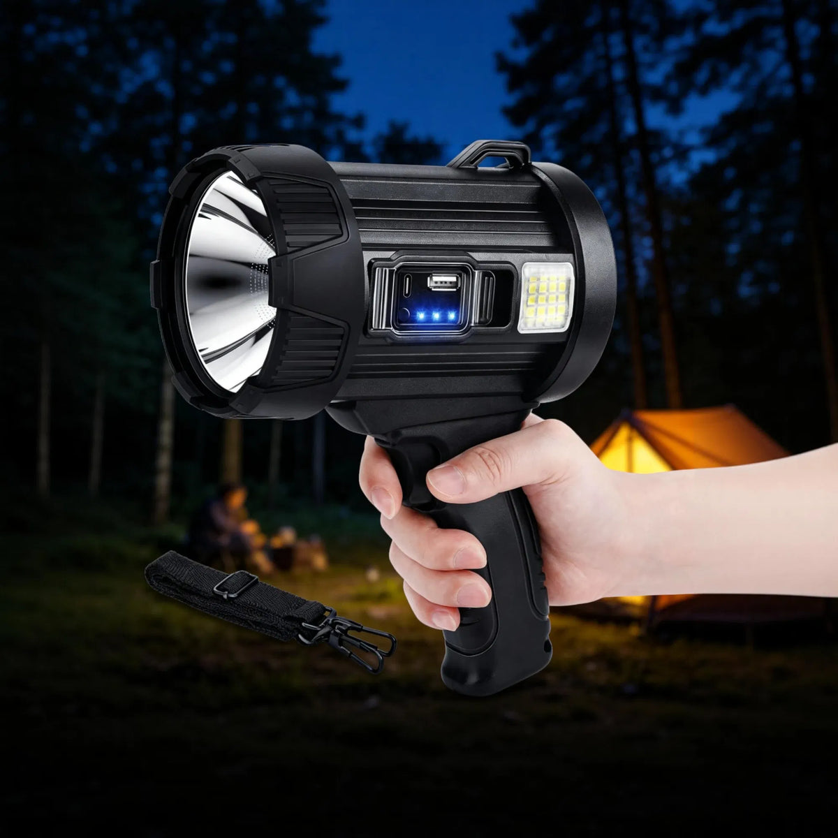 Rechargeable Spotlight, Super Bright Spotlight Flashlight, Long Running Spot Light Searchlight, Outdoor Handheld LED Flashlight High Lumens with Solar Panels for Hunting Camping Boat — product image 10