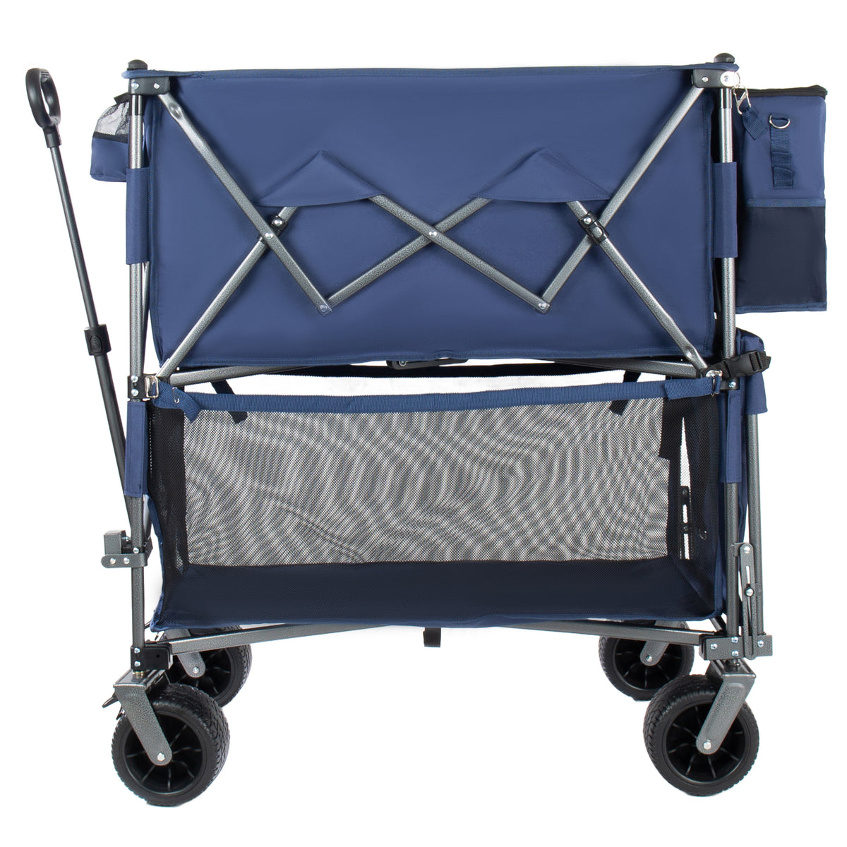 55 Heavy Duty Double- Layer Wagon With Brakes 560LBS Double Decker Wagon 650L Collapsible Wagons Carts With 7 X4 All- Terrain Wheels For Sports Camping Fishing Transport Dark Blue — product image 9