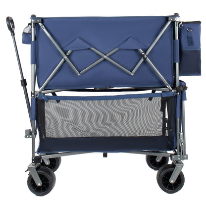 55 Heavy Duty Double- Layer Wagon With Brakes 560LBS Double Decker Wagon 650L Collapsible Wagons Carts With 7 X4 All- Terrain Wheels For Sports Camping Fishing Transport Dark Blue — product image 9