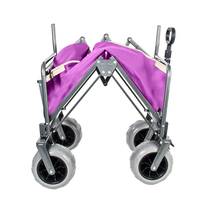3- In- 1 Collapsible Wagon Converts To Bench Convertible Folding Wagon Cart With Rear- Mounted Folding Tabletop 500lbs Heavy- Duty 180L Capacity For Camping Beach Garden Fishing- Purple — product image 10