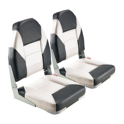 Boat Seat, High Backrest, Folding Fishing Boat Seat With Thickened Sponge Cushion & Waterproof PVC Leather, Aluminum Alloy Hinges, Flip Up Boat Seat For Boats, Yachts, Ships, Black & Grey — product image 6