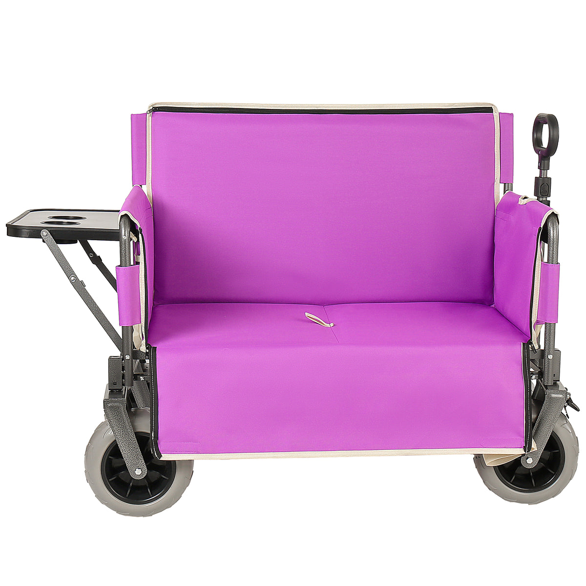 3- In- 1 Collapsible Wagon Converts To Bench Convertible Folding Wagon Cart With Rear- Mounted Folding Tabletop 500lbs Heavy- Duty 180L Capacity For Camping Beach Garden Fishing- Purple — product image 7