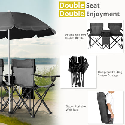 Black Fishing Chair Iron Bracket Oxford Cloth 85kg With Sunshade — product image 2
