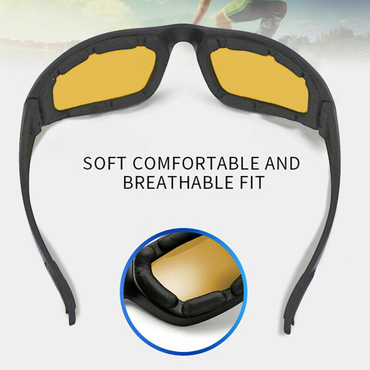 Chopper Cycling Sports Sunglasses For Men Wrap Around UV400 Protection For Cycling Fishing Driving Glasses Wind Resistant Yellow Lens Goggles — product image 8