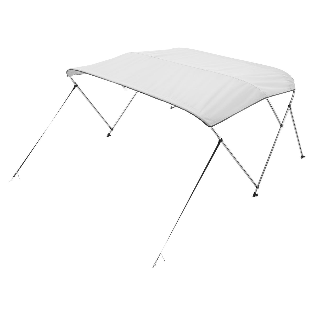 3 Bow Boat Bimini Tops, 600D Polyester Canopy With Aluminum Alloy Frame, Waterproof & Sun Shade Boat Awning Canopy With Storage Bag, 2 Support Poles, 4 Straps, 72"Lx(73"-78")Wx46"H, Light Grey — product image 6