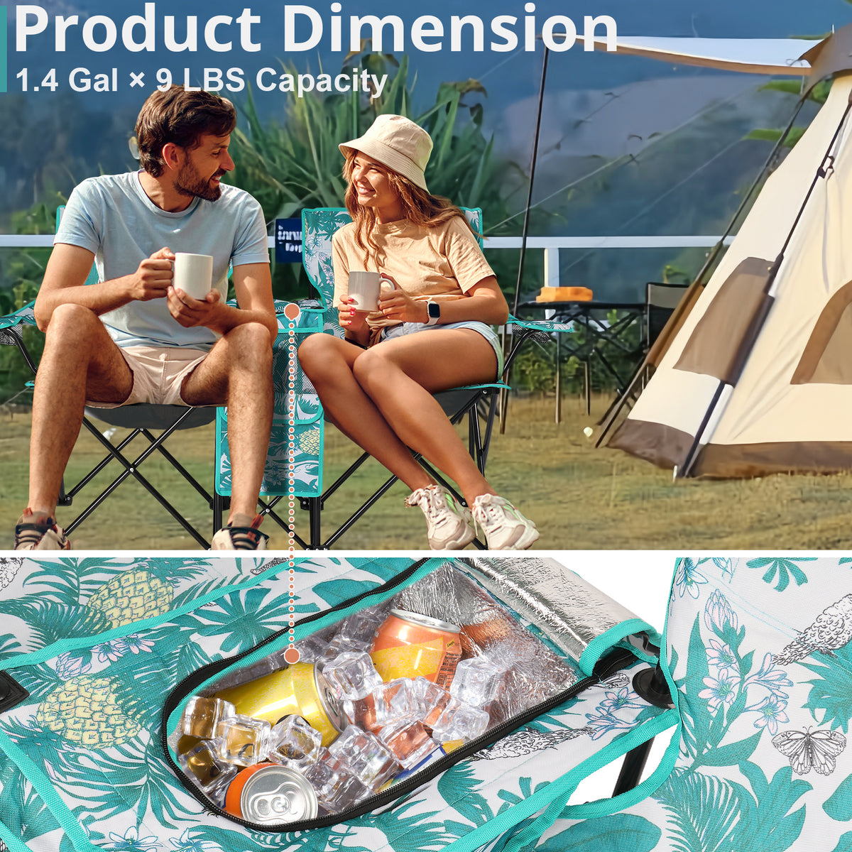 59x19.6x31in Pineapple Pattern Fishing Chair — product image 19