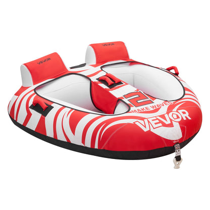 Towable Tubes For Boating, 2-Rider Inflatable Boat Tubes And Towables, 340 Lbs Capacity Water Sport Tubes For Boat To Pull - With 2 Cockpits, Full Nylon Cover, Padded Grab Handles & Safety Valve — product image 6