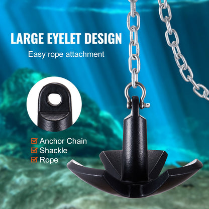 River Anchor, 30 LBS Boat Anchor Cast Iron Black Vinyl-Coated, Marine Grade Mushroom Anchor For Boats Up To 30 Ft, Impressive Holding Power In River And Mud Bottom Lakes — product image 4