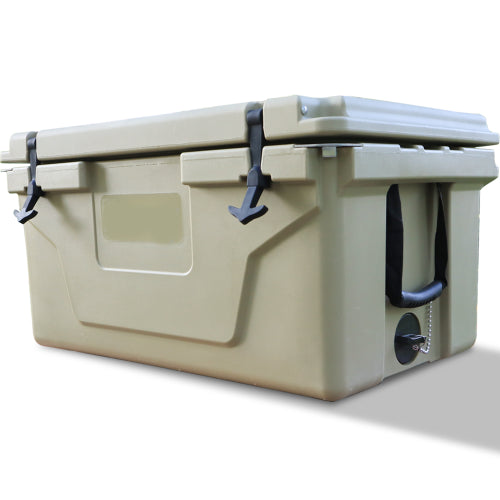 Khaki Color Ice Cooler Box 65QT Camping Ice Chest Beer Box Outdoor Fishing Cooler — product image 1