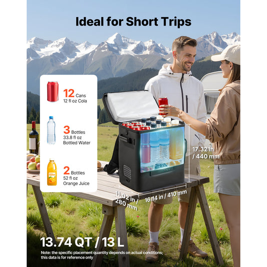 12 Volt Refrigerator, 13.7 QT/ 13L Car Fridge, Portable Electric Freezer Compressor, 12V/24V DC, 21℉ To 50℉/ -6℃ To 10℃, For Truck Van RV SUV Boat Travel Camping Road Trips — product image 2