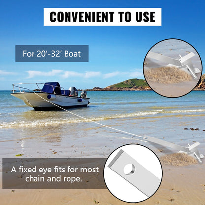 Boat Anchor Kit 13 Lb Fluke Style Anchor, Hot Dipped Galvanized Steel Fluke Anchor, Marine Anchor With Anchor, Shackles, Chain, Rope For Boat Mooring On The Beach, Boats From 20'-32' — product image 5