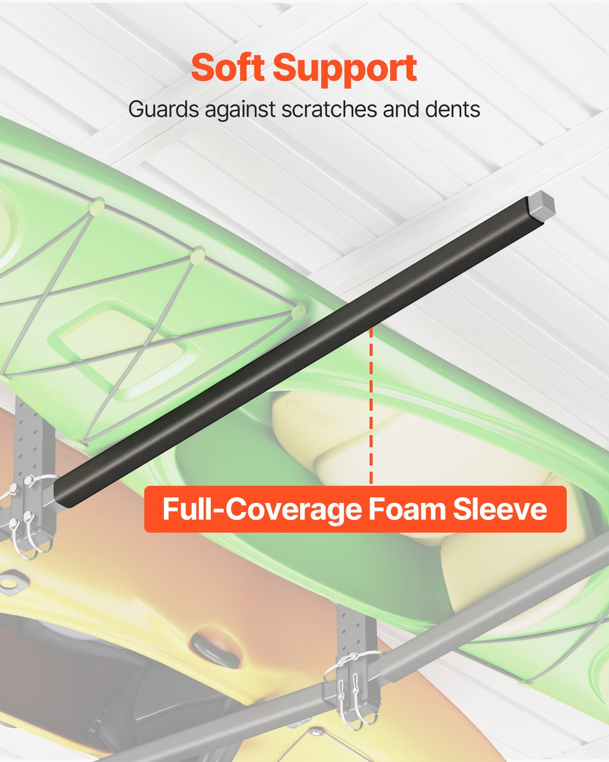 Kayak Storage Rack For 2 Kayaks, Holds Up To 250 Lbs, Heavy Duty Adjustable Ceiling Rack For Garage Ceiling Mount, Overhead Garage Storage Hanger For Canoe, Ladder, SUP, Surfboard & Paddleboard — product image 5