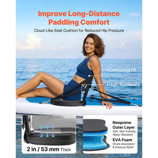 Kayak Seat, 2 Pack 2 Thick, Universal Paddle Board Seat With Back Support, Sit-on-Top Soft Padded Cushion With Storage Bag & Adjustable Straps For SUP, Canoe, Fishing Boat, Inflatable Kayak — product image 2