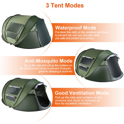 1Pc 5-8 Person Tent Automatic Setup Camping Tent Waterproof Instant Setup Tent With 4 Mosquito Net Windows Carrying Bag For Hiking Climbing Adventure Fishing — product image 7